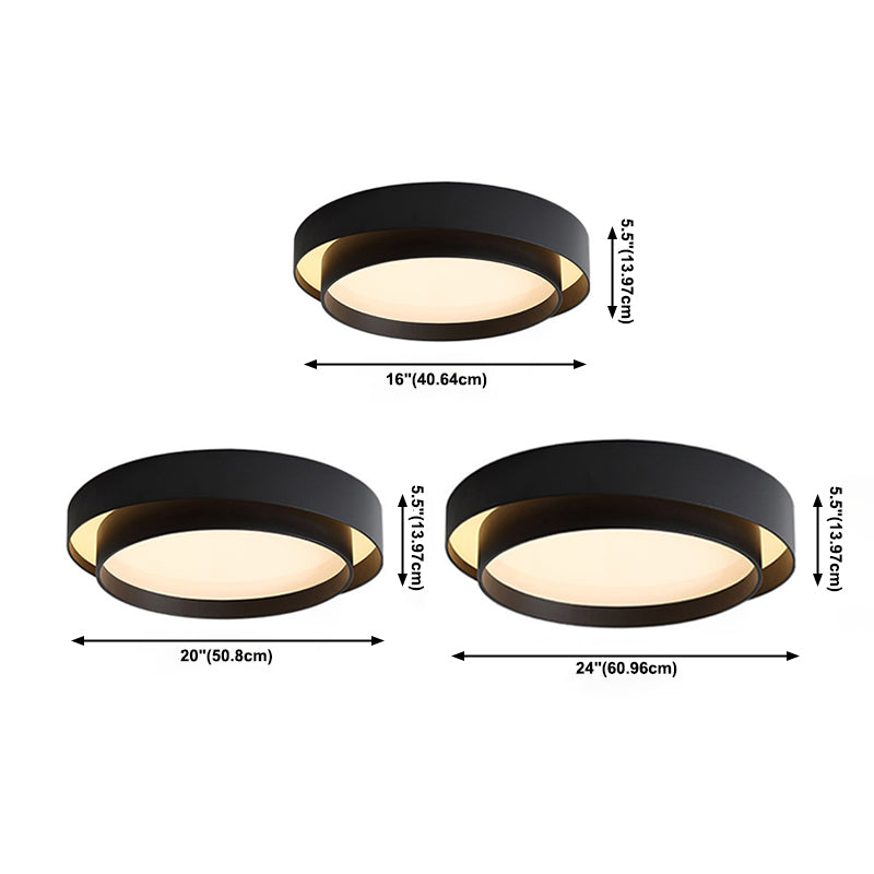 Modern Minimalist LED Ceiling Light Wrought Iron Circular Flush Mount with Acrylic Shade