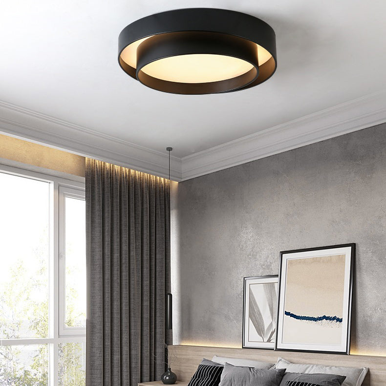 Modern Minimalist LED Ceiling Light Wrought Iron Circular Flush Mount with Acrylic Shade