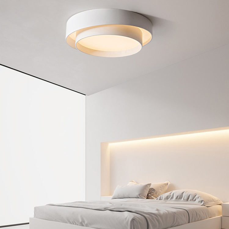 Modern Minimalist LED Ceiling Light Wrought Iron Circular Flush Mount with Acrylic Shade