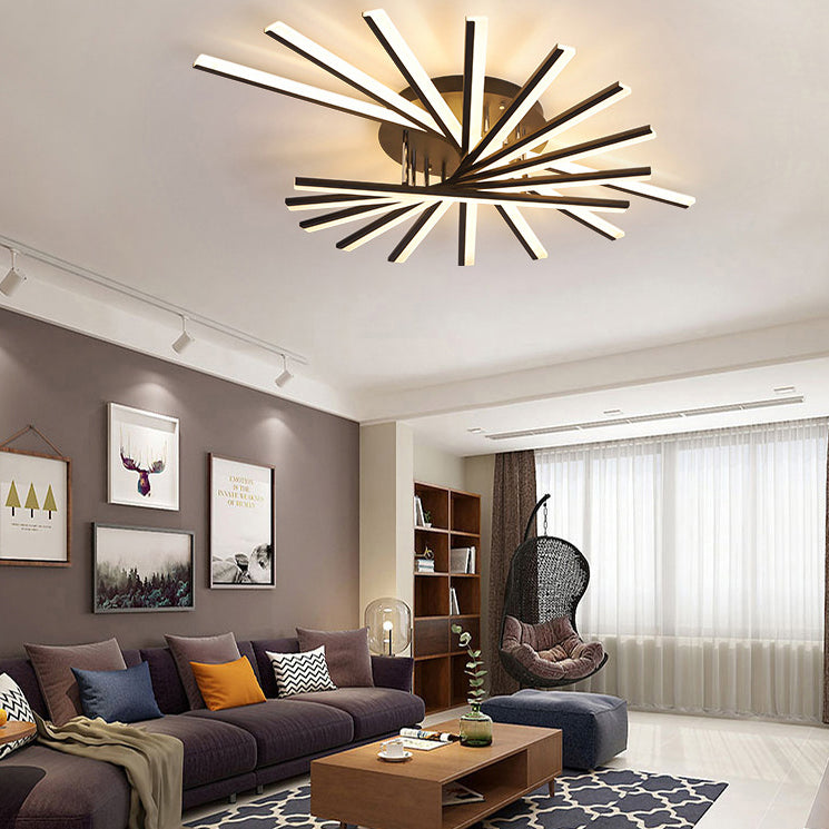 Modern Minimalist LED a LED SEMI FLUSH FROUT CHROTH LINEAR LIGHID Light con ombra acrilica