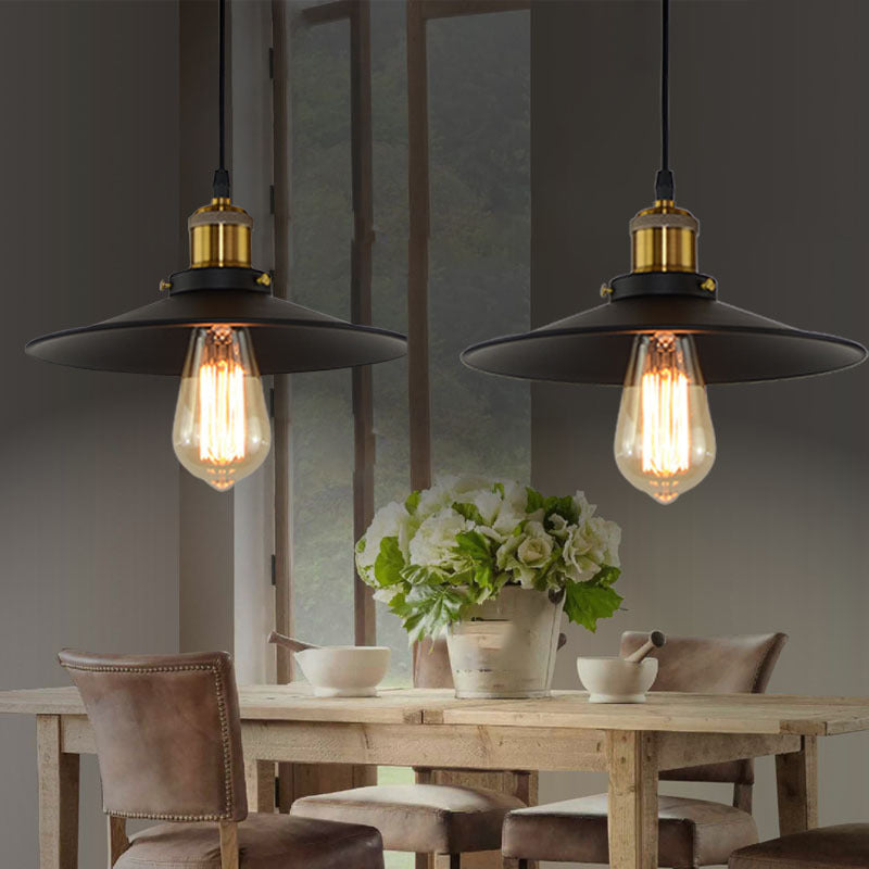 1-Light Cone Shade Pendant Lamp, Contemporary Industrial Metal Hanging Light for Restaurant