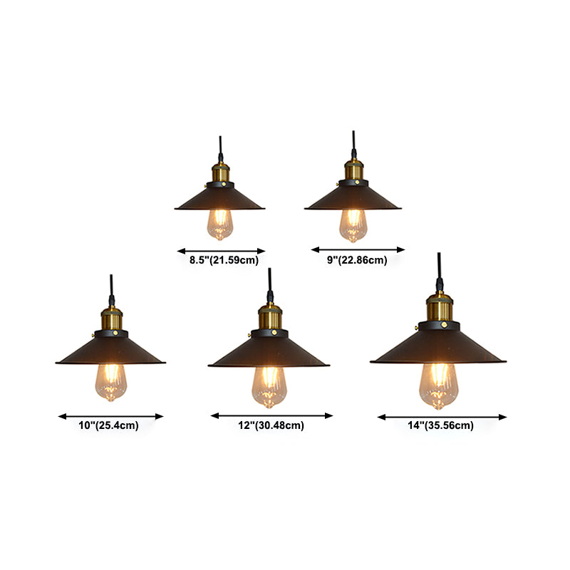 1-Light Cone Shade Pendant Lamp, Contemporary Industrial Metal Hanging Light for Restaurant