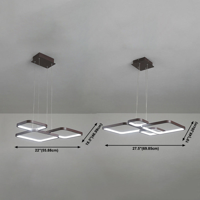 Plusieurs carrés d'éclairage de lustre carrés lustres modernes pour salle à manger