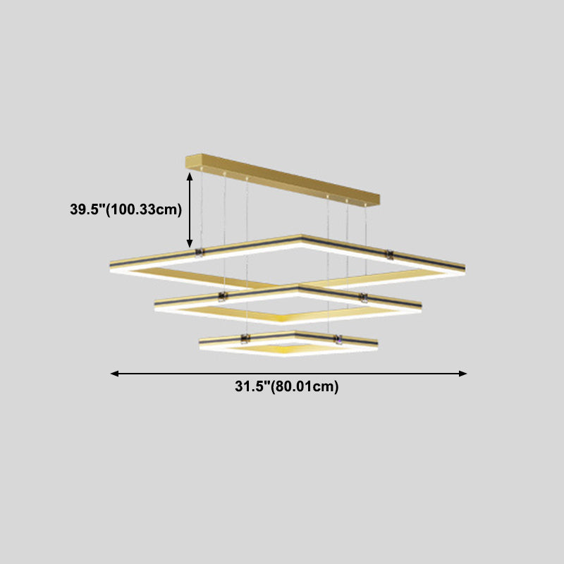 Luminaires de lustre à 3 niveaux modernes lampe suspendue à LED en métal pour le salon