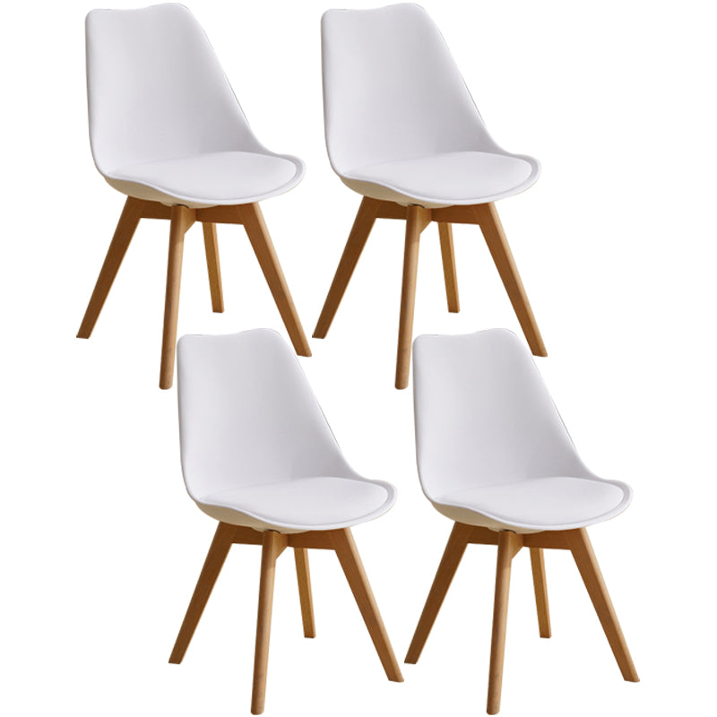 Scandinavian Home Side Chair Indoor Solid Back Plastic Dining Room Chair with Wood Legs