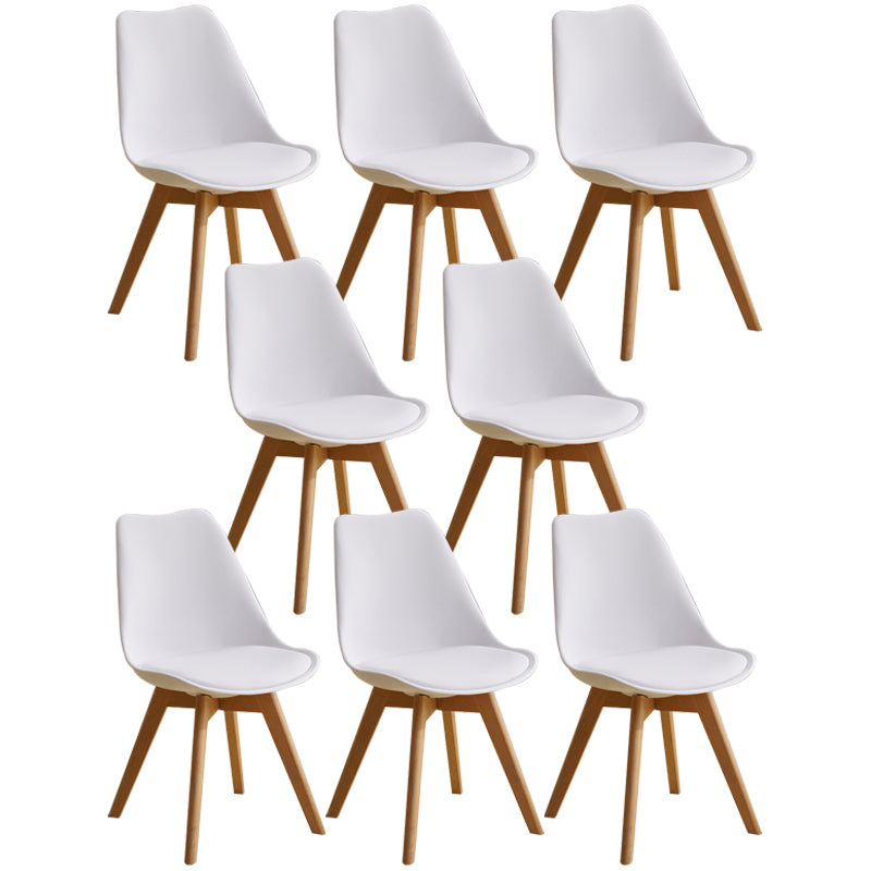 Scandinavian Home Side Chair Indoor Solid Back Plastic Dining Room Chair with Wood Legs