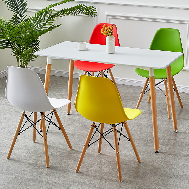 Contemporary Style Plastic Dining Room Chair Home Side Solid Back Armless Chair for Kitchen