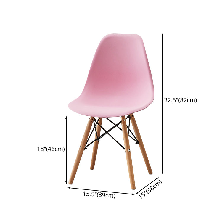 Contemporary Style Plastic Dining Room Chair Home Side Solid Back Armless Chair for Kitchen