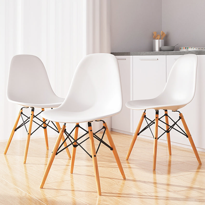 Kitchen Plastic Dining Chair Multicolor Side Chair Set with Wooden Legs