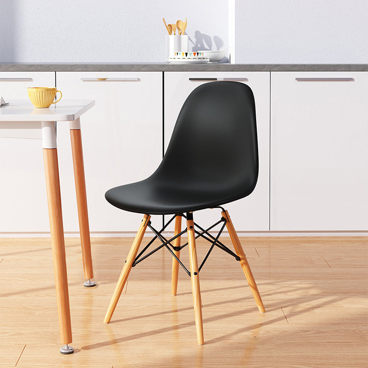 Kitchen Plastic Dining Chair Multicolor Side Chair Set with Wooden Legs