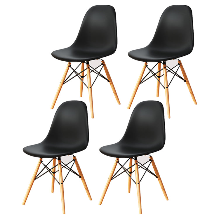 Kitchen Plastic Dining Chair Multicolor Side Chair Set with Wooden Legs