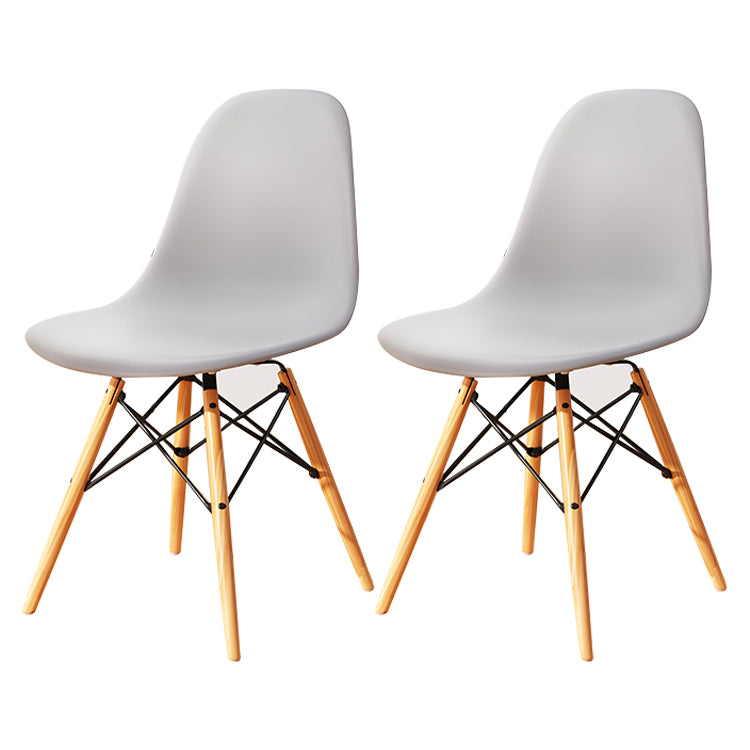 Kitchen Plastic Dining Chair Multicolor Side Chair Set with Wooden Legs