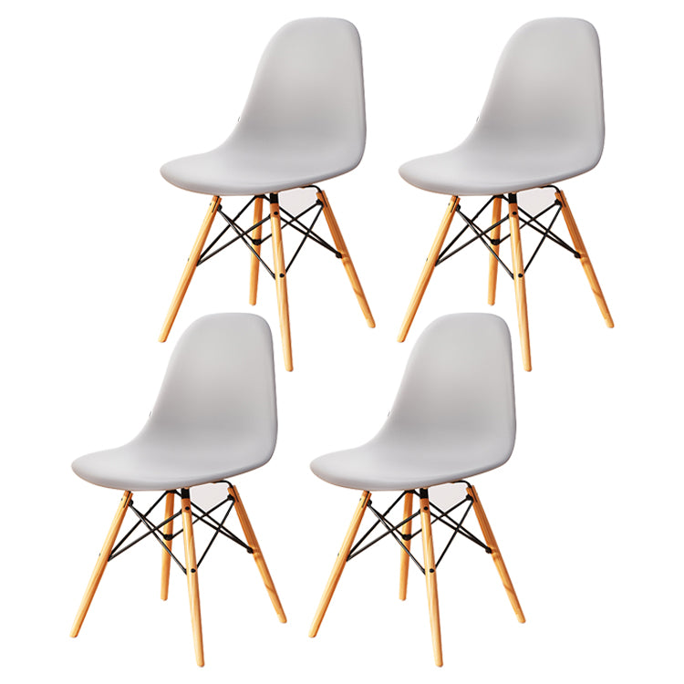 Kitchen Plastic Dining Chair Multicolor Side Chair Set with Wooden Legs