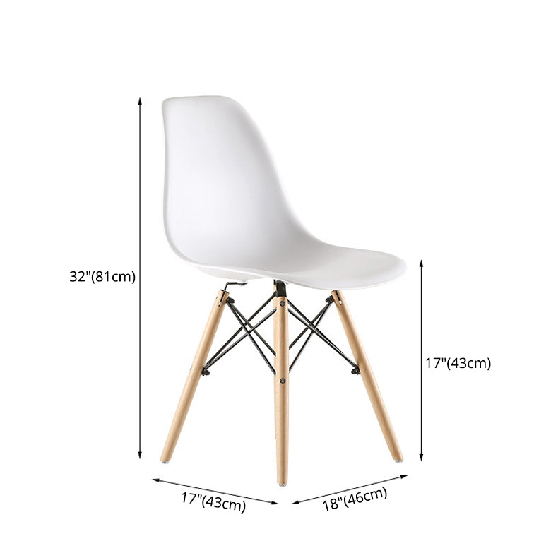 Kitchen Plastic Dining Chair Multicolor Side Chair Set with Wooden Legs