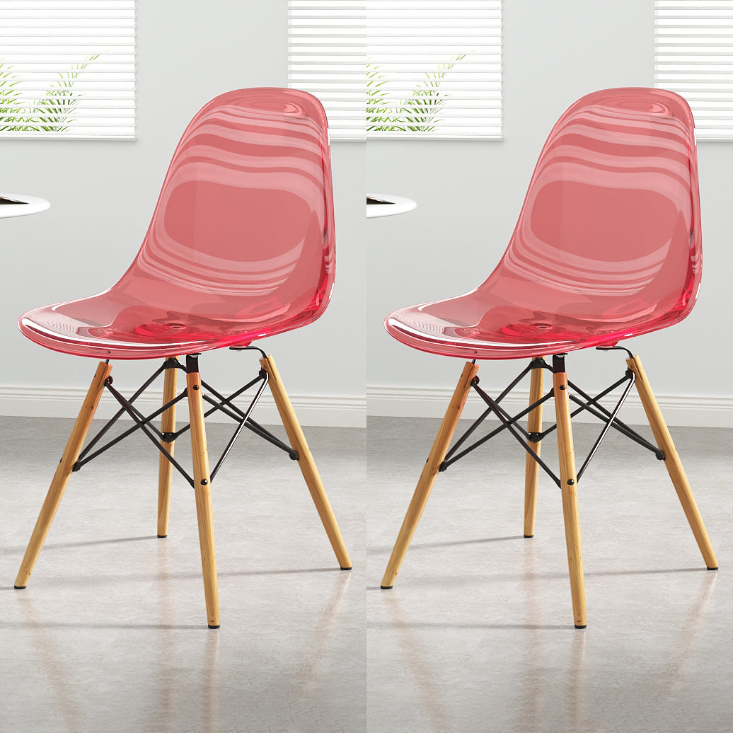 Kitchen Plastic Dining Chair Multicolor Side Chair Set with Wooden Legs