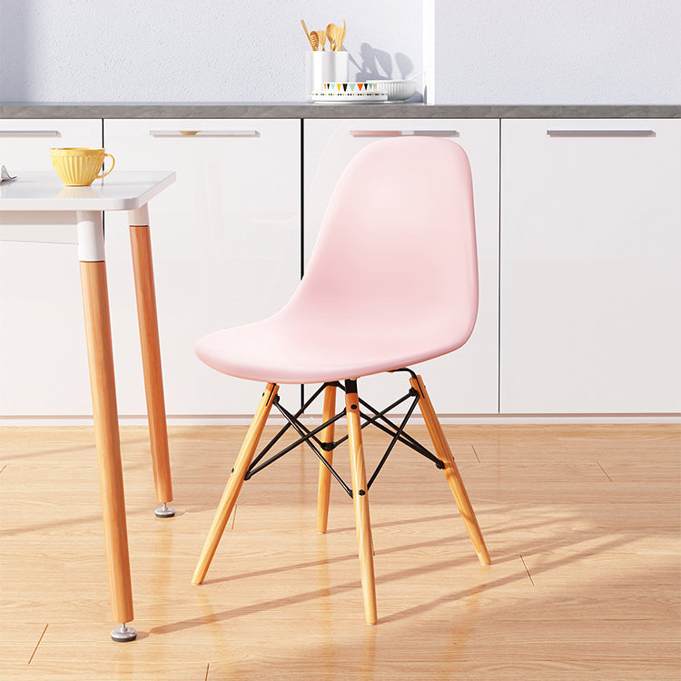 Kitchen Plastic Dining Chair Multicolor Side Chair Set with Wooden Legs