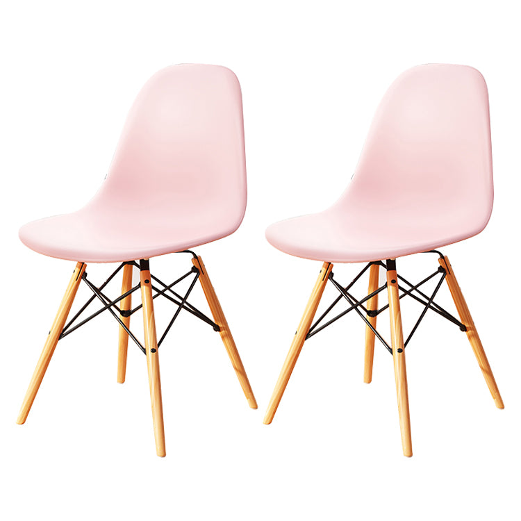 Kitchen Plastic Dining Chair Multicolor Side Chair Set with Wooden Legs