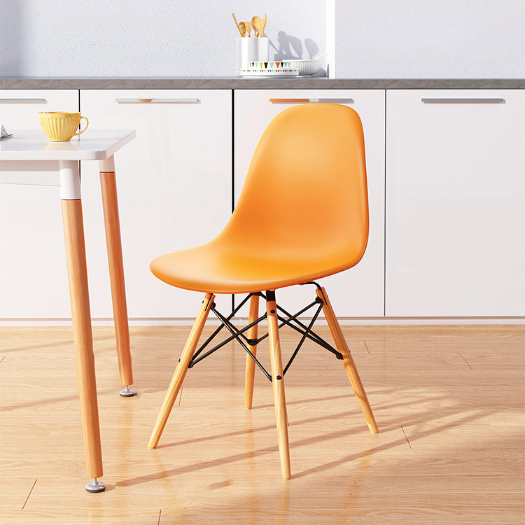 Kitchen Plastic Dining Chair Multicolor Side Chair Set with Wooden Legs