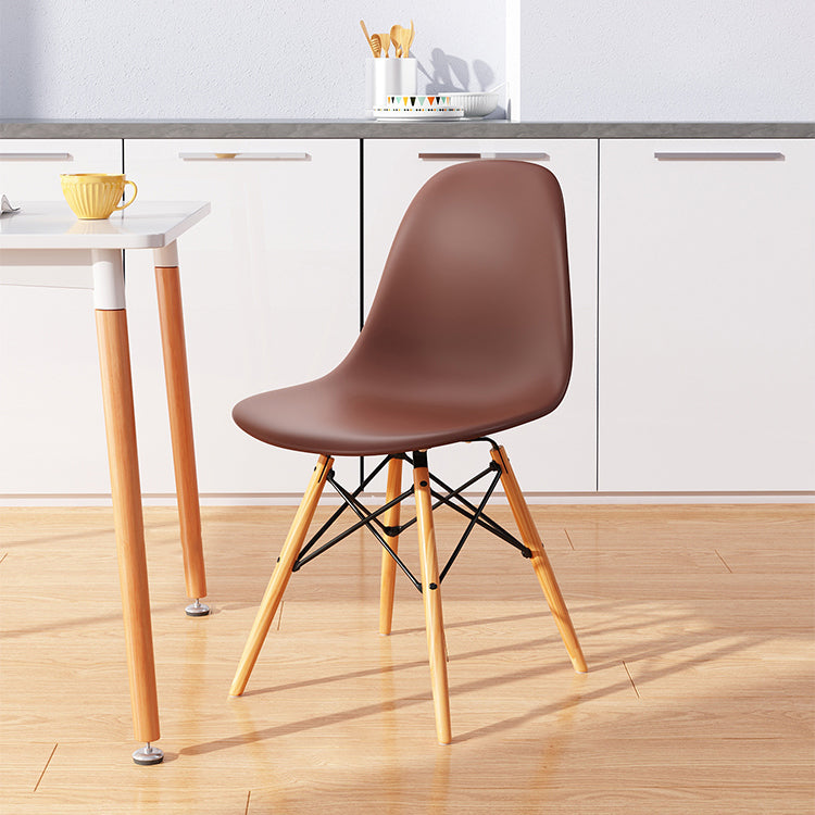 Kitchen Plastic Dining Chair Multicolor Side Chair Set with Wooden Legs