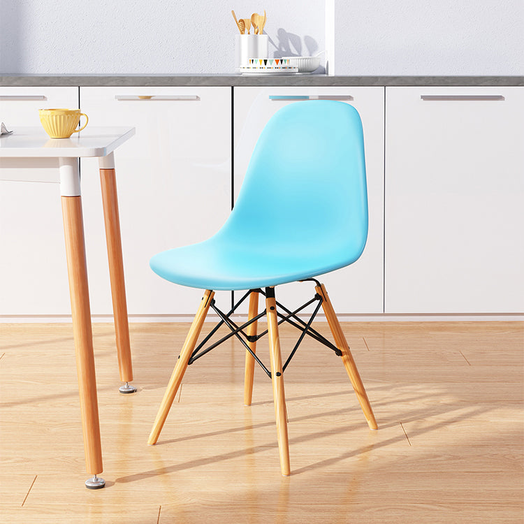 Kitchen Plastic Dining Chair Multicolor Side Chair Set with Wooden Legs