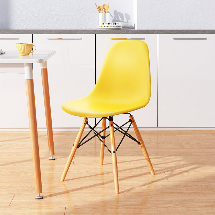 Kitchen Plastic Dining Chair Multicolor Side Chair Set with Wooden Legs