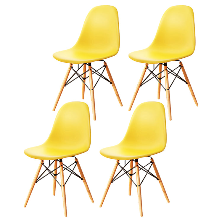 Kitchen Plastic Dining Chair Multicolor Side Chair Set with Wooden Legs