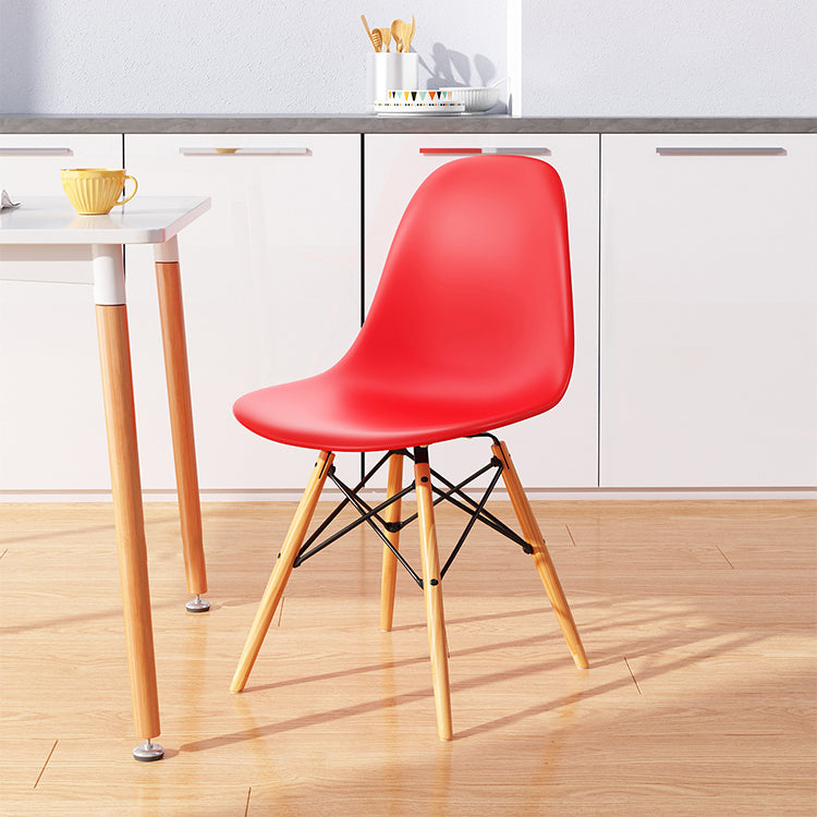 Kitchen Plastic Dining Chair Multicolor Side Chair Set with Wooden Legs