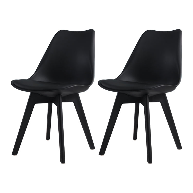 Glam Style Plastic Dining Armless Chair Upholstered Solid Back Side Chairs for Home Use