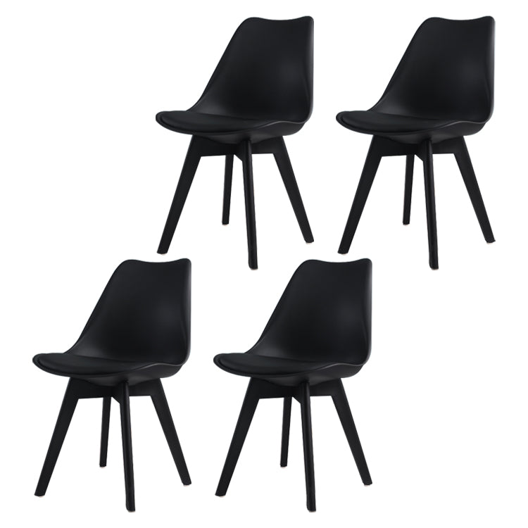 Glam Style Plastic Dining Armless Chair Upholstered Solid Back Side Chairs for Home Use