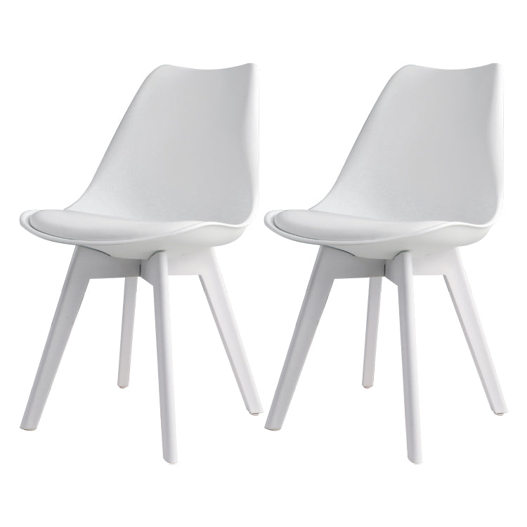 Glam Style Plastic Dining Armless Chair Upholstered Solid Back Side Chairs for Home Use