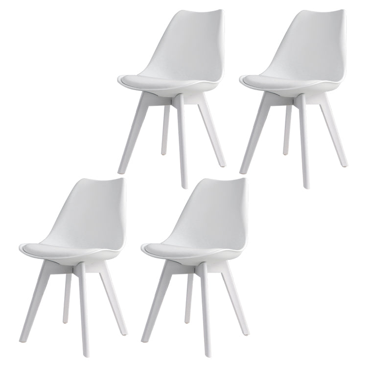 Glam Style Plastic Dining Armless Chair Upholstered Solid Back Side Chairs for Home Use