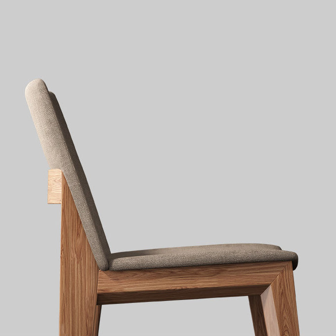 Scandinavian Oak Parsons Side Chair Linen Dining Chair with Natural Legs