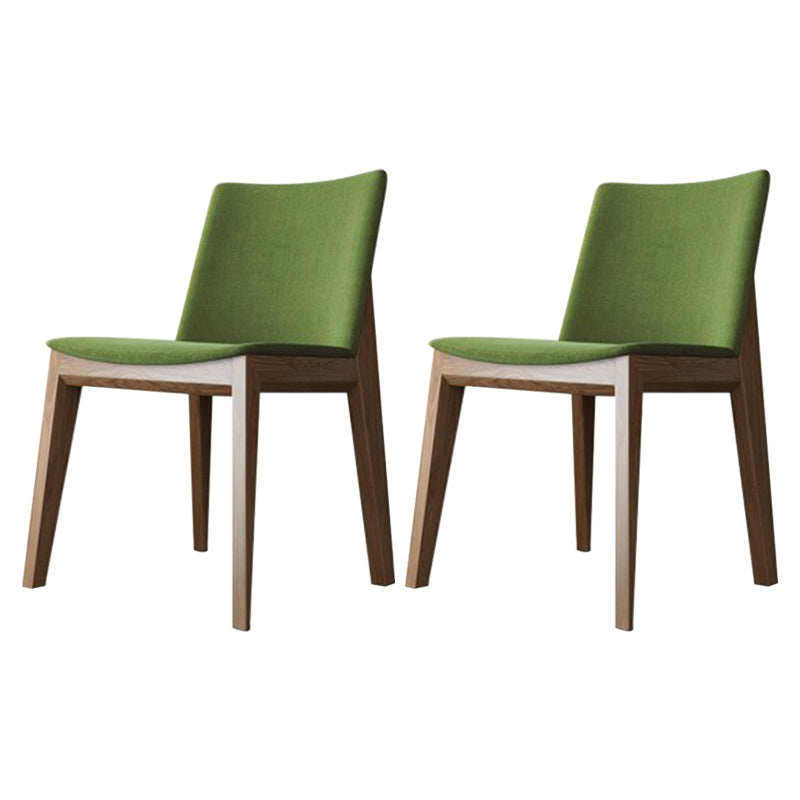 Scandinavian Oak Parsons Side Chair Linen Dining Chair with Natural Legs