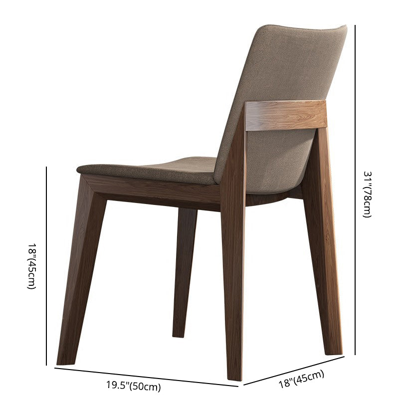 Scandinavian Oak Parsons Side Chair Linen Dining Chair with Natural Legs