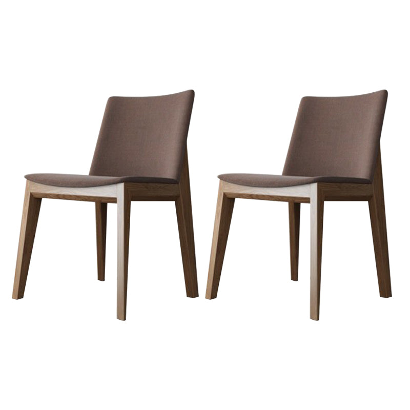 Scandinavian Oak Parsons Side Chair Linen Dining Chair with Natural Legs