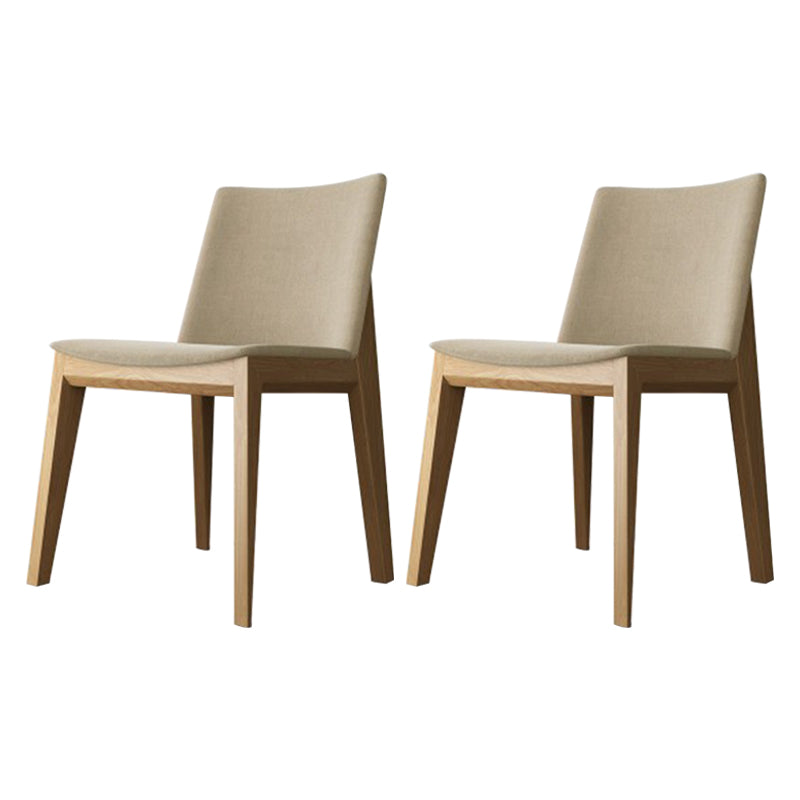 Scandinavian Oak Parsons Side Chair Linen Dining Chair with Natural Legs