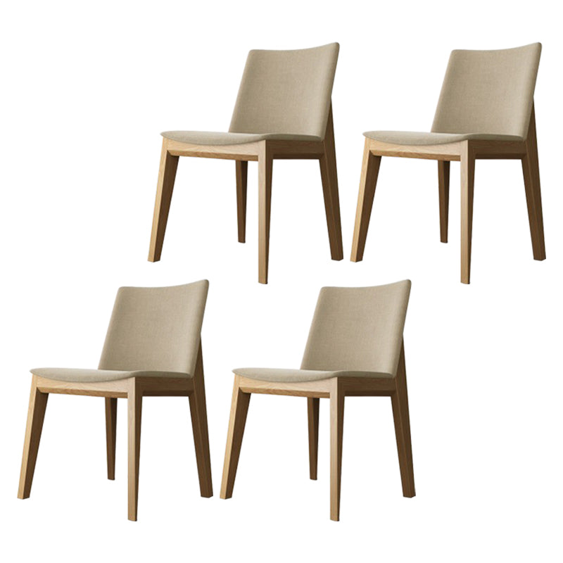 Scandinavian Oak Parsons Side Chair Linen Dining Chair with Natural Legs