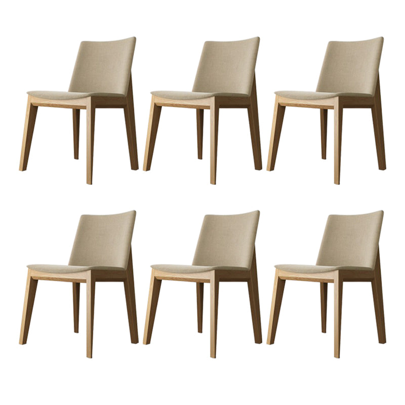 Scandinavian Oak Parsons Side Chair Linen Dining Chair with Natural Legs