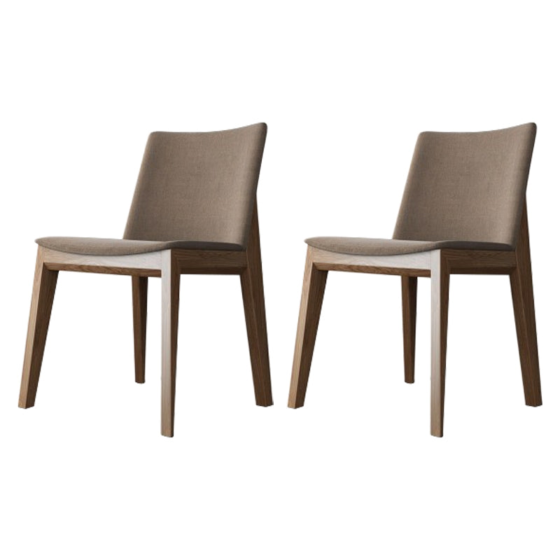 Scandinavian Oak Parsons Side Chair Linen Dining Chair with Natural Legs