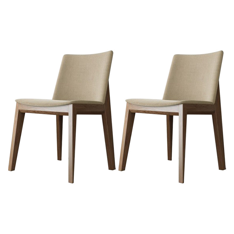 Scandinavian Oak Parsons Side Chair Linen Dining Chair with Natural Legs