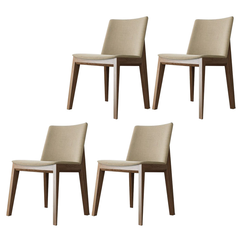 Scandinavian Oak Parsons Side Chair Linen Dining Chair with Natural Legs