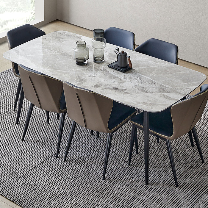 Minimalist Rectangle Sintered Stone Dining Table with Metal Base Dining Table for Restaurant