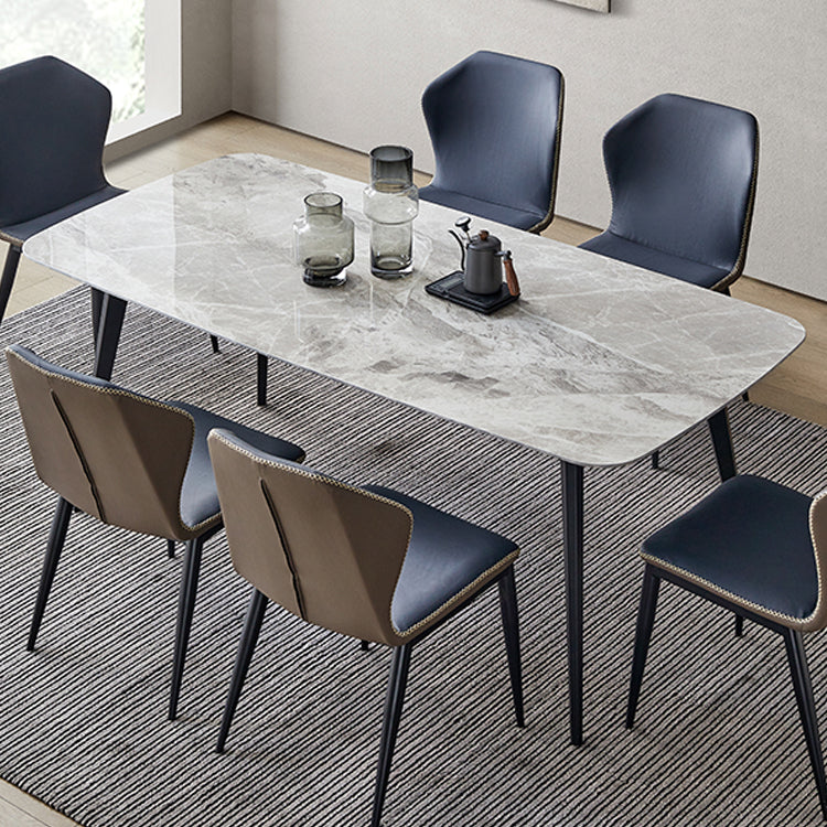 Minimalist Rectangle Sintered Stone Dining Table with Metal Base Dining Table for Restaurant