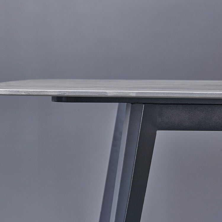 Minimalist Rectangle Sintered Stone Dining Table with Metal Base Dining Table for Restaurant