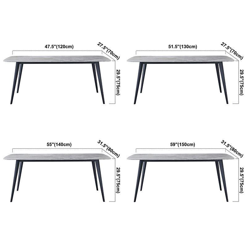 Minimalist Rectangle Sintered Stone Dining Table with Metal Base Dining Table for Restaurant