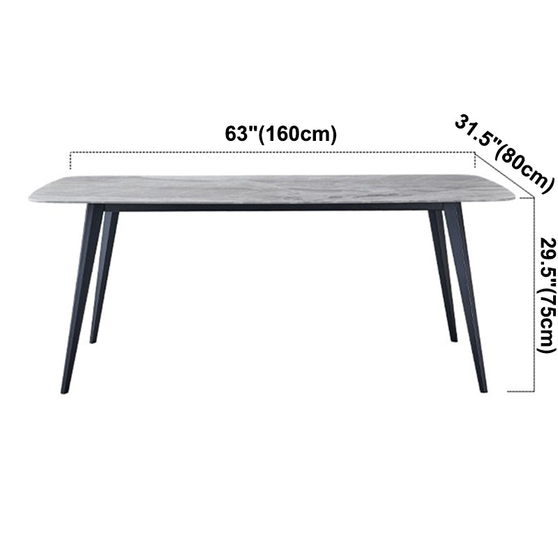 Minimalist Rectangle Sintered Stone Dining Table with Metal Base Dining Table for Restaurant