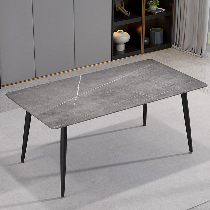 Mesa de comedor de piedra sinterizada de forma rectangular contemporánea mesa de comedor de cocina con 4 patas base