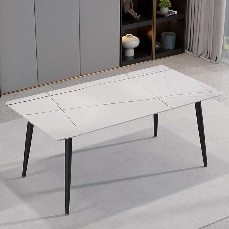 Mesa de comedor de piedra sinterizada de forma rectangular contemporánea mesa de comedor de cocina con 4 patas base