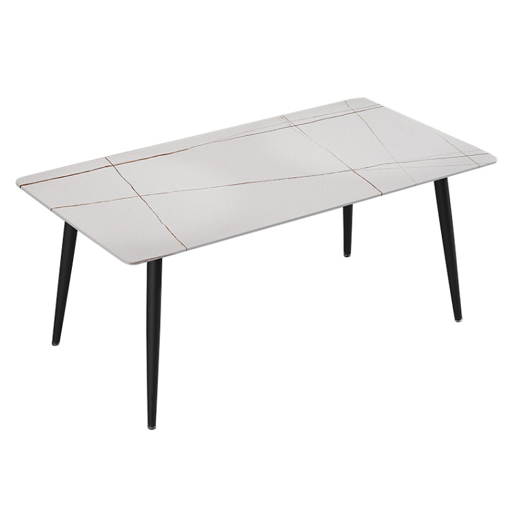 Contemporary Rectangle Shape Sintered Stone Dining Table Kitchen Dining Table with 4 Legs Base