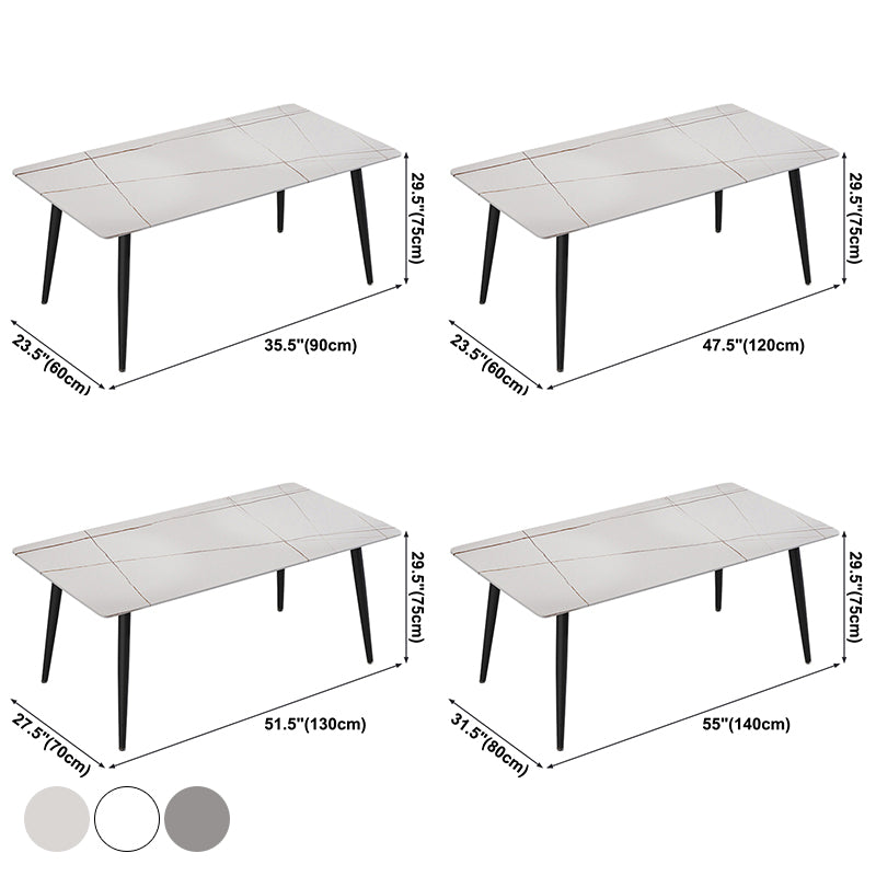 Mesa de comedor de piedra sinterizada de forma rectangular contemporánea mesa de comedor de cocina con 4 patas base